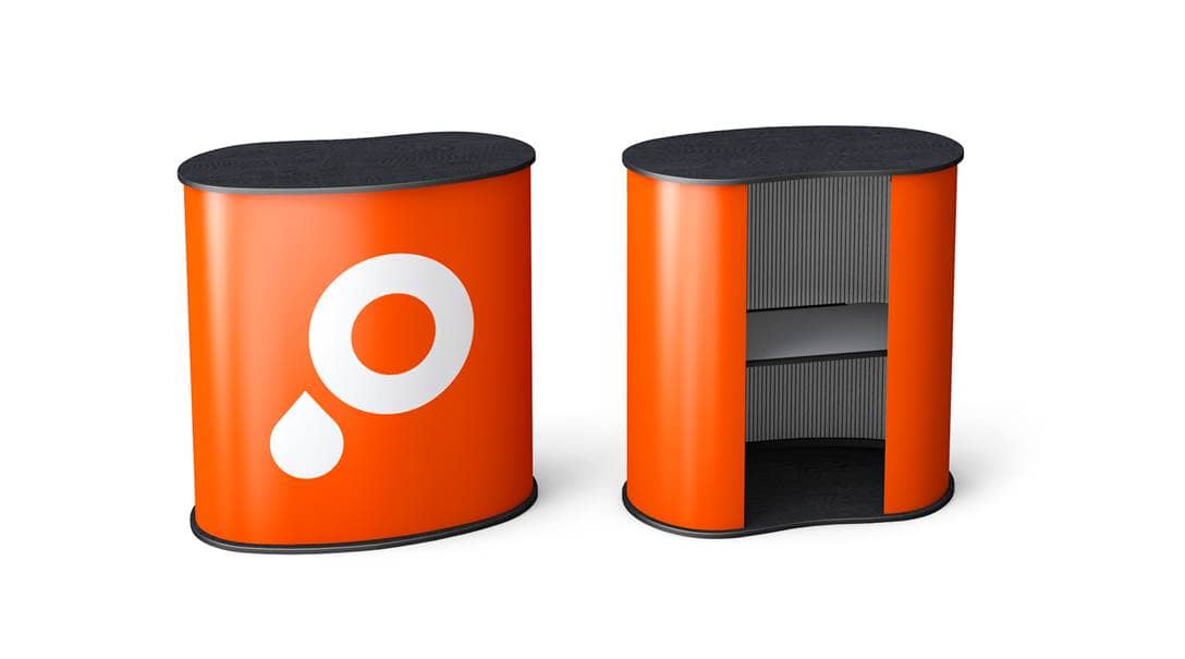 Comptoir d'exposition incurvé